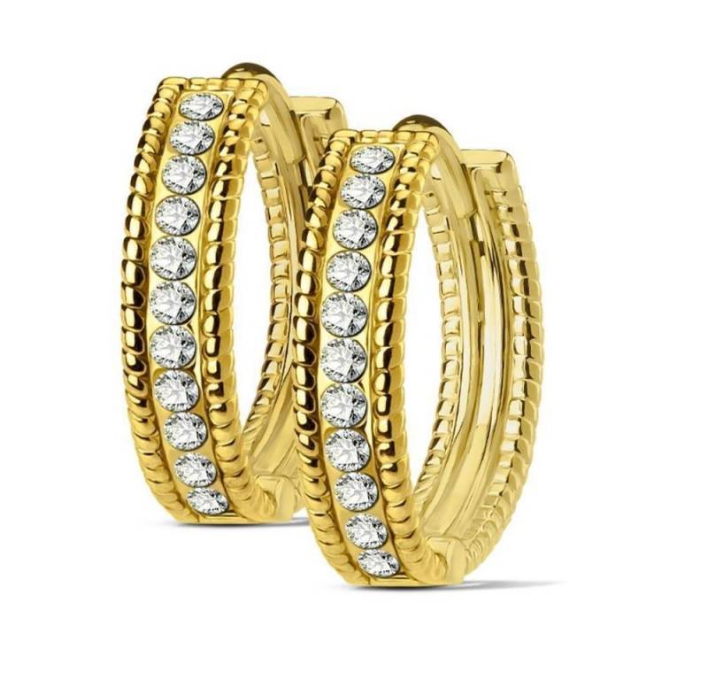 BUNGSA Creolen-Set Creolen Kristalle 4mm aus Edelstahl Damen (1 Paar (2 Stück), 2-tlg), Ohrschmuck Ohrringe von BUNGSA