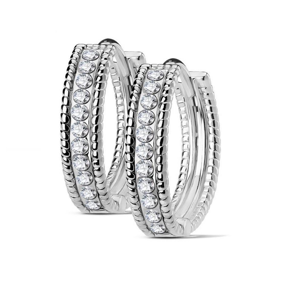 BUNGSA Creolen-Set Creolen Kristalle 4mm aus Edelstahl Damen (1 Paar (2 Stück), 2-tlg), Ohrschmuck Ohrringe von BUNGSA