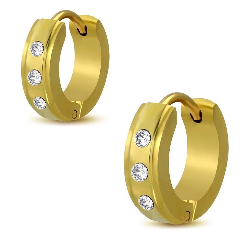 BUNGSA Creolen-Set Creolen Multikristall mit abgesetzten Rändern gold Edelstahl für Damen (1 Paar (2 Stück), 2-tlg), Ohrschmuck Ohrringe von BUNGSA