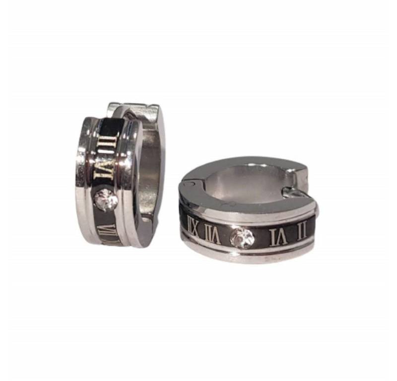 BUNGSA Creolen-Set Creolen Römische Ziffern mit Kristall Silber aus Edelstahl Damen (1 Paar (2 Stück), 2-tlg), Ohrschmuck Ohrringe von BUNGSA