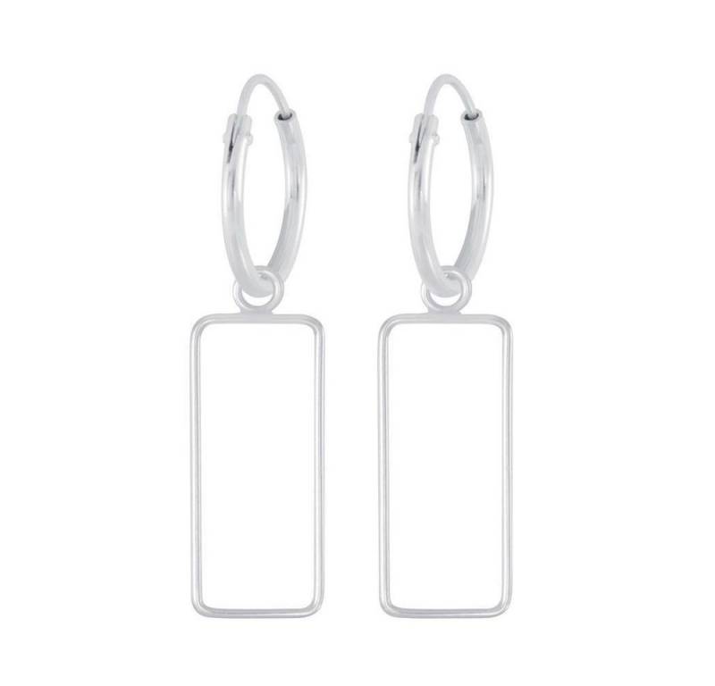 BUNGSA Creolen-Set Creolen Vierecks-Anhänger aus 925 Silber Damen (1 Paar (2 Stück), 2-tlg), Ohrschmuck Ohrringe von BUNGSA