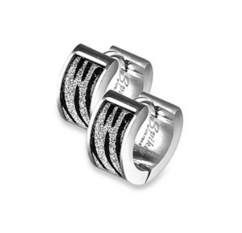 BUNGSA Creolen-Set Creolen Zebrastreifen silber aus Edelstahl für Damen (1 Paar (2 Stück), 2-tlg), Ohrschmuck Ohrringe von BUNGSA