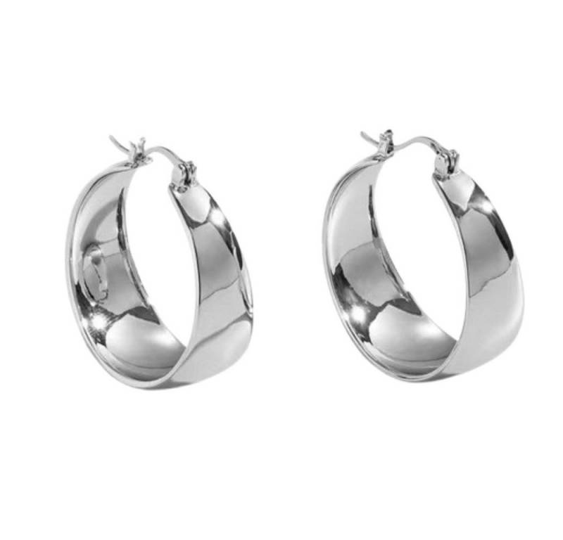 BUNGSA Creolen-Set Creolen breit gewölbt 8mm Silber aus Edestahl Damen (1 Paar (2 Stück), 2-tlg), Ohrschmuck Ohrringe von BUNGSA