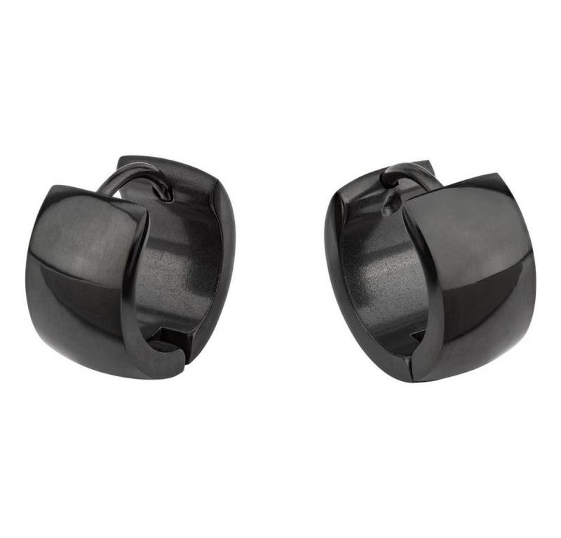 BUNGSA Creolen-Set Creolen breit glänzend Schwarz aus Edelstahl Unisex (1 Paar (2 Stück), 2-tlg), Ohrschmuck Ohrringe von BUNGSA