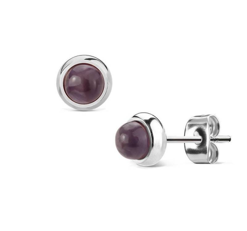 BUNGSA Creolen-Set Ohrstecker Amethyst Silber aus Edelstahl Unisex (1 Paar (2 Stück), 1-tlg), Damen Herren von BUNGSA