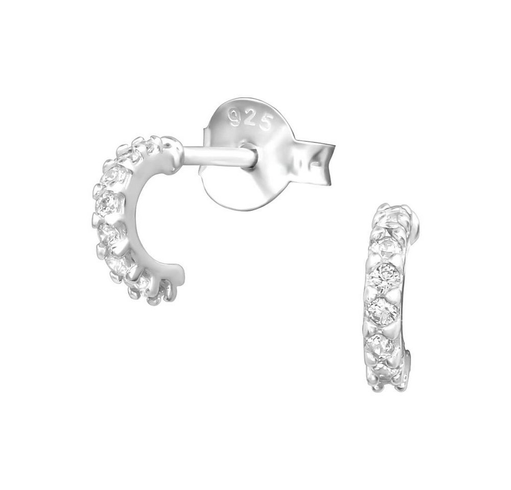 BUNGSA Creolen-Set Creolen extra schmal mit Kristall aus 925 Silber Damen (1 Paar (2 Stück), 2-tlg), Ohrschmuck Ohrringe von BUNGSA