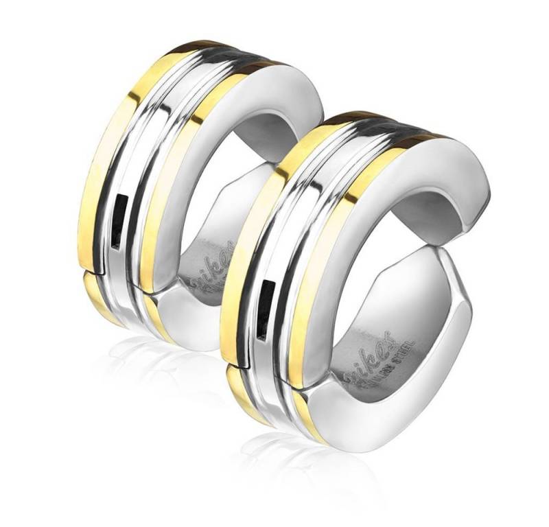 BUNGSA Creolen-Set Gold - Creolen farbige Außenringe Silber aus Edelstahl Unisex (1 Paar (2 Stück), 2-tlg., inkl. Schmuckbeutel aus Organza), Ohrschmuck Ohrringe von BUNGSA