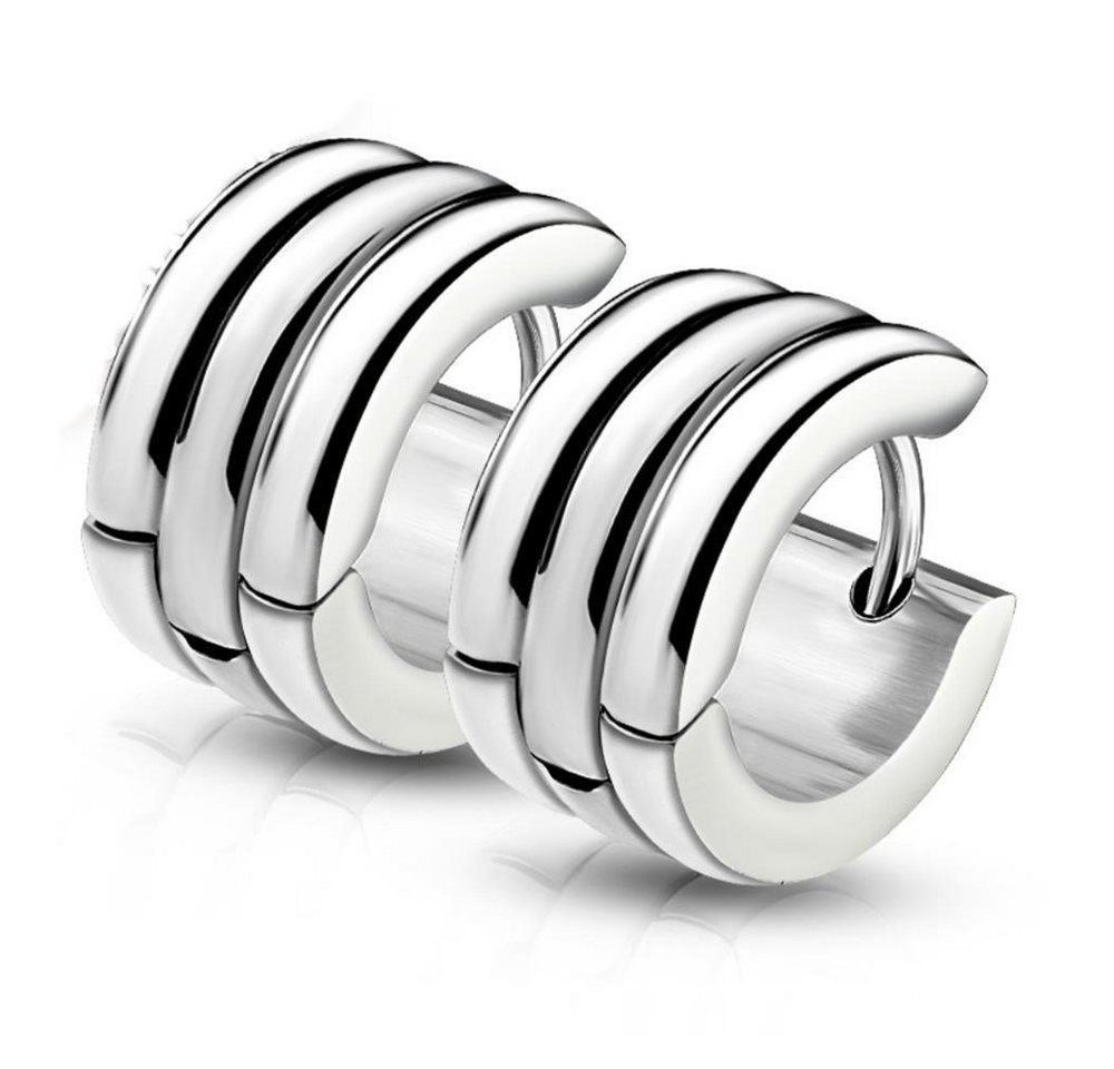 BUNGSA Creolen-Set Creolen gestreift Silber aus Edelstahl Damen (1 Paar (2 Stück), 2-tlg), Ohrschmuck Ohrringe von BUNGSA