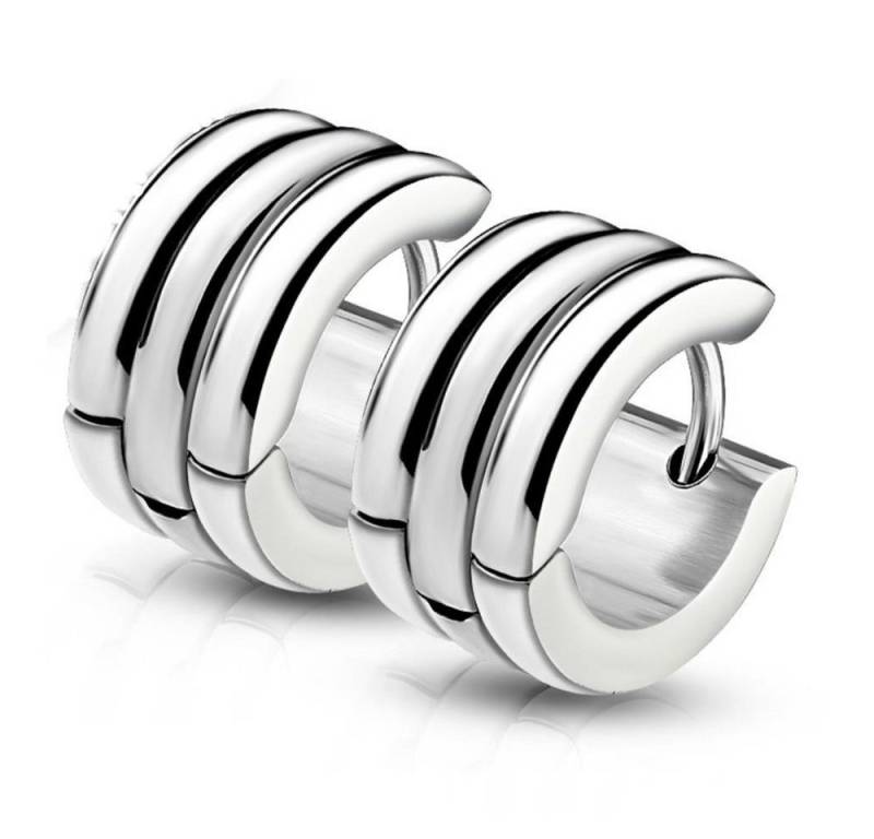 BUNGSA Creolen-Set Creolen gestreift Silber aus Edelstahl Damen (1 Paar (2 Stück), 2-tlg), Ohrschmuck Ohrringe von BUNGSA