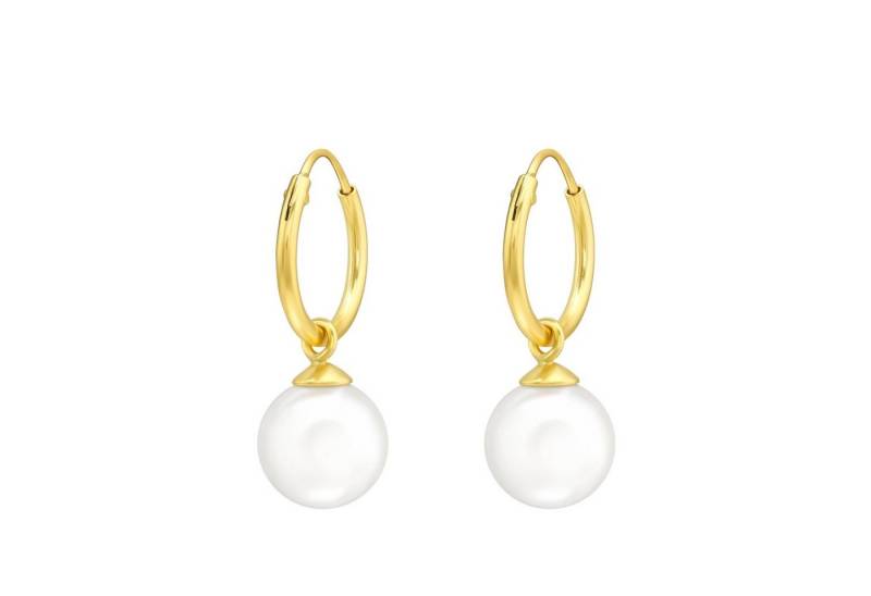 BUNGSA Creolen-Set Creolen goldfarben mit Perle aus 925 Silber Damen (1 Paar (2 Stück), 2-tlg), Ohrschmuck Ohrringe von BUNGSA