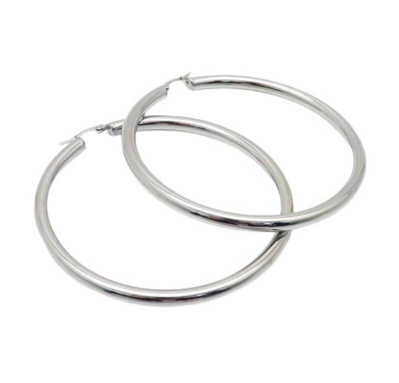 BUNGSA Creolen-Set Creolen klassisch Durchmesser 8 cm Silber aus Edelstahl für Damen (1 Paar (2 Stück), 2-tlg), Ohrschmuck Ohrringe von BUNGSA