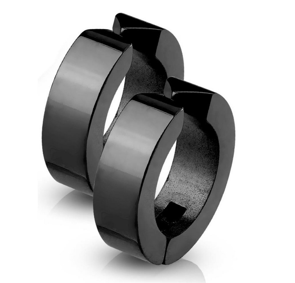 BUNGSA Creolen-Set Schwarz - Creolen klassisch aus Edelstahl Unisex (1 Paar (2 Stück), 2-tlg), Ohrschmuck Ohrringe von BUNGSA