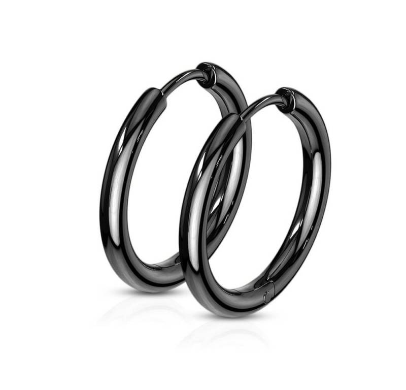 BUNGSA Creolen-Set Creolen klassisch schwarz rund aus Edelstahl Unisex (1 Paar (2 Stück), 2-tlg), Ohrschmuck Ohrringe von BUNGSA