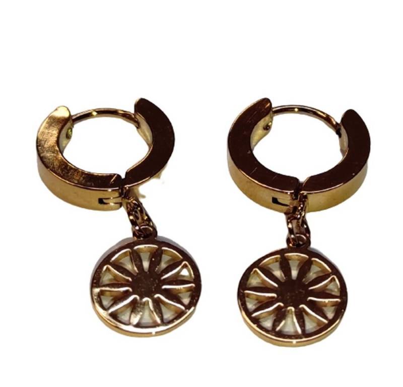 BUNGSA Creolen-Set Creolen mit Anhänger Blume gold aus Edelstahl Damen (1 Paar (2 Stück), 2-tlg), Ohrschmuck Ohrringe von BUNGSA