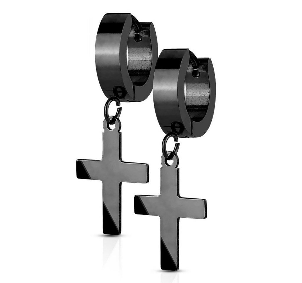 BUNGSA Creolen-Set Creolen mit Anhänger Kreuz aus Edelstahl Damen (1 Paar (2 Stück), 2-tlg), Ohrschmuck Ohrringe von BUNGSA