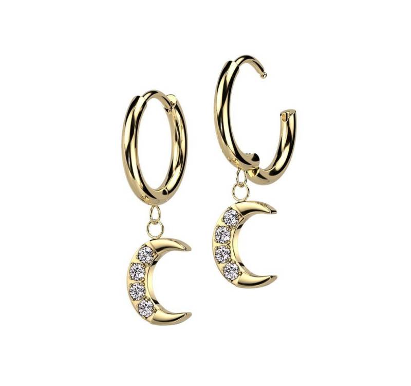 BUNGSA Creolen-Set Creolen mit Kristall-Anhänger Mond aus Edelstahl Damen - erhältlich (1 Paar (2 Stück), 2-tlg), Ohrschmuck Ohrringe von BUNGSA