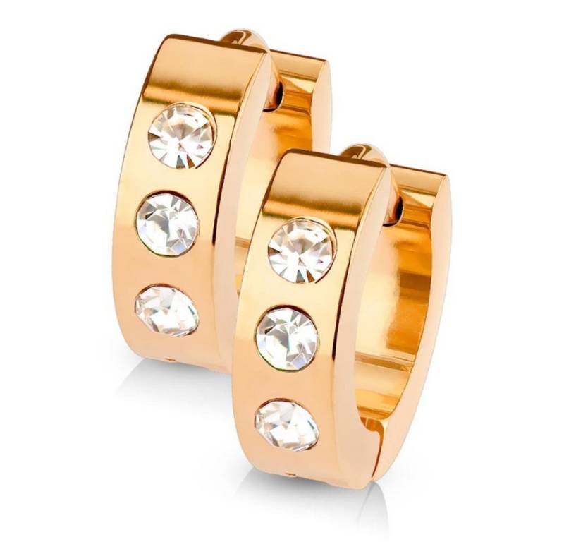 BUNGSA Creolen-Set Creolen mit Kristall-Stein aus Edelstahl Damen (1 Paar (2 Stück), 2-tlg), Ohrschmuck Ohrringe von BUNGSA