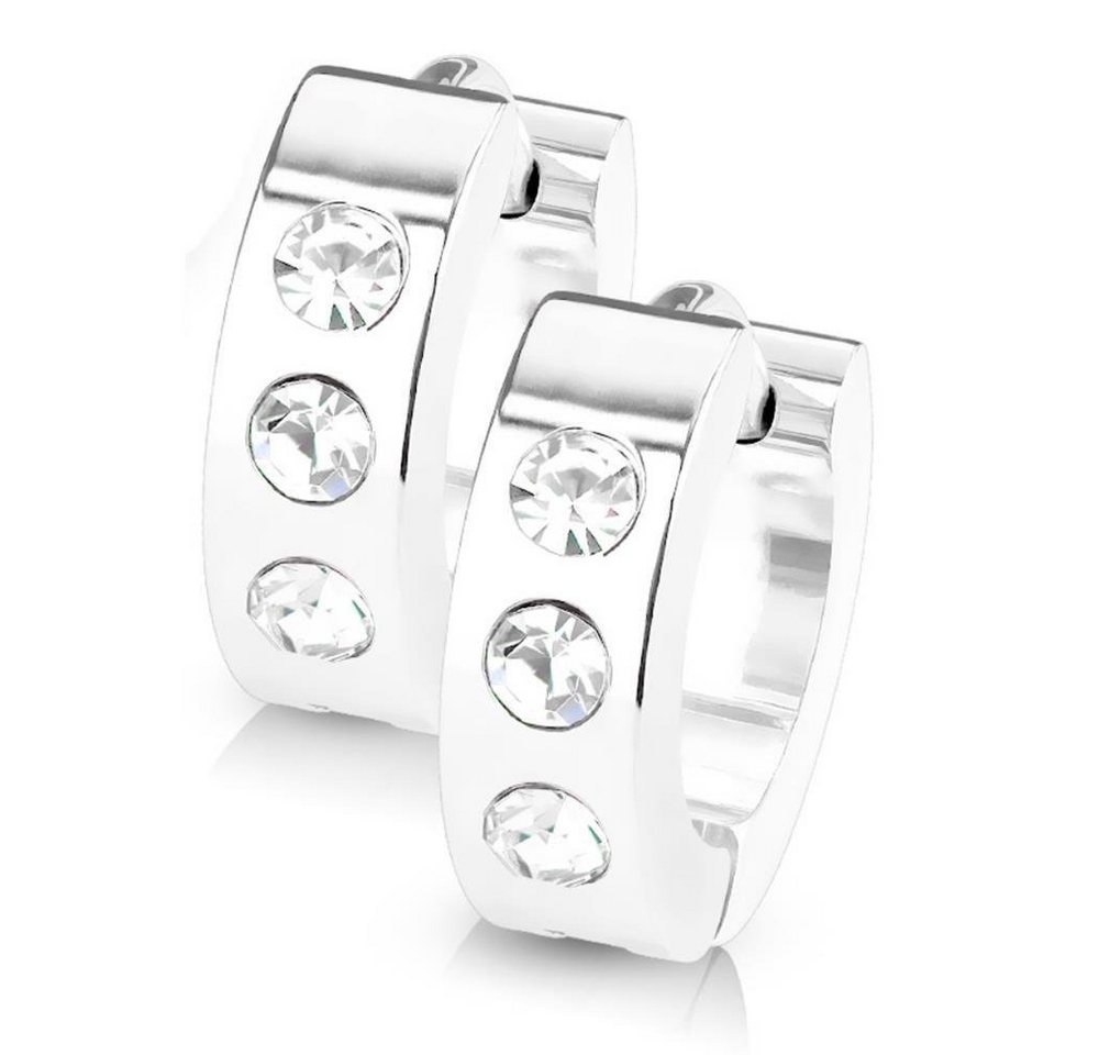 BUNGSA Creolen-Set Creolen mit Kristall-Stein aus Edelstahl Damen (1 Paar (2 Stück), 2-tlg), Ohrschmuck Ohrringe von BUNGSA