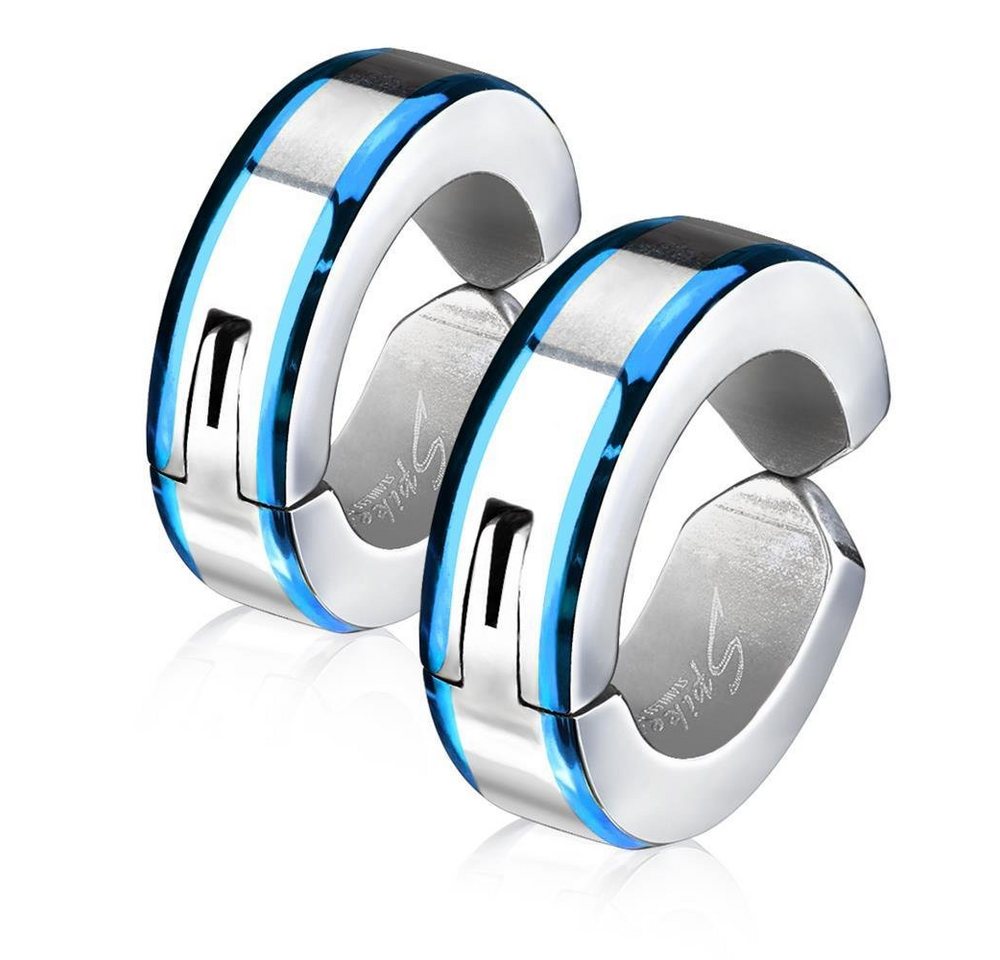BUNGSA Creolen-Set Blau - Creolen mit Metallrand Silber aus Edelstahl Unisex (1 Paar (2 Stück), 2-tlg), Ohrschmuck Ohrringe von BUNGSA