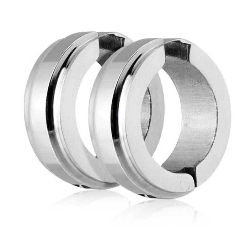 BUNGSA Creolen-Set Silber - Creolen mit Mittelring Silber aus Edelstahl Unisex (1 Paar (2 Stück), 2-tlg), Ohrschmuck Ohrringe von BUNGSA