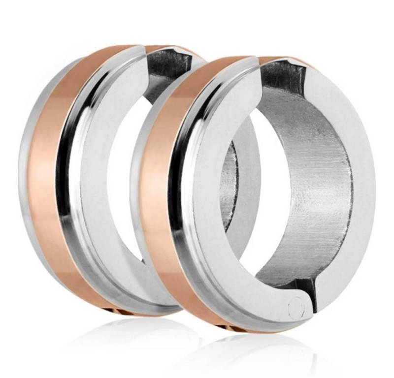 BUNGSA Creolen-Set Rose Gold - Creolen mit Mittelring Silber aus Edelstahl Unisex (1 Paar (2 Stück), 2-tlg), Ohrschmuck Ohrringe von BUNGSA