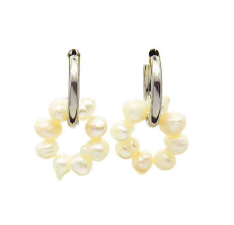 BUNGSA Creolen-Set Creolen mit Perlen-Anhänger aus Edelstahl Damen (1 Paar (2 Stück), 2-tlg), Ohrschmuck Ohrringe von BUNGSA