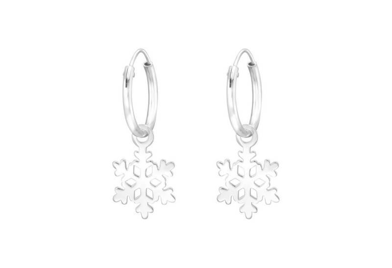 BUNGSA Creolen-Set Creolen mit Schneeflocke aus .925 Silber Damen (1 Paar (2 Stück), 2-tlg), Ohrschmuck Ohrringe von BUNGSA