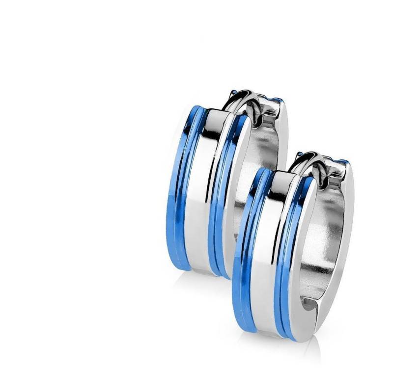 BUNGSA Creolen-Set Creolen mit blauen Streifen silber aus Edelstahl Unisex (1 Paar (2 Stück), 2-tlg), Ohrschmuck Ohrringe von BUNGSA