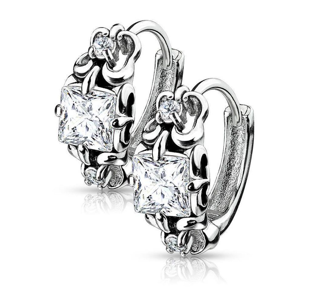 BUNGSA Creolen-Set Creolen mit eckigem Kristall aus Edelstahl Damen (1 Paar (2 Stück), 2-tlg), Ohrschmuck Ohrringe von BUNGSA