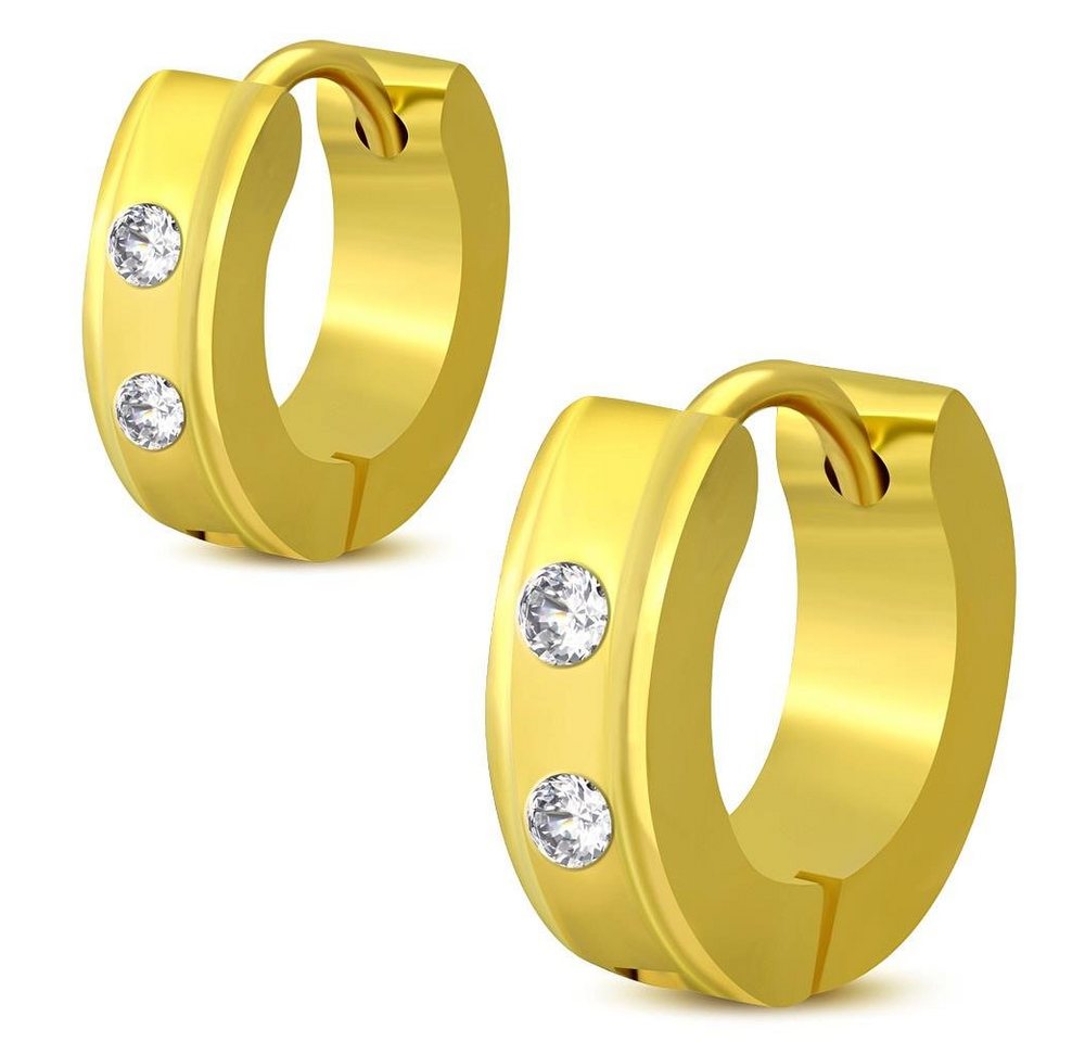 BUNGSA Creolen-Set Creolen klaren Kristallen & abgesetzten Rändern gold für Damen (1 Paar (2 Stück), 2-tlg), Ohrschmuck Ohrringe von BUNGSA