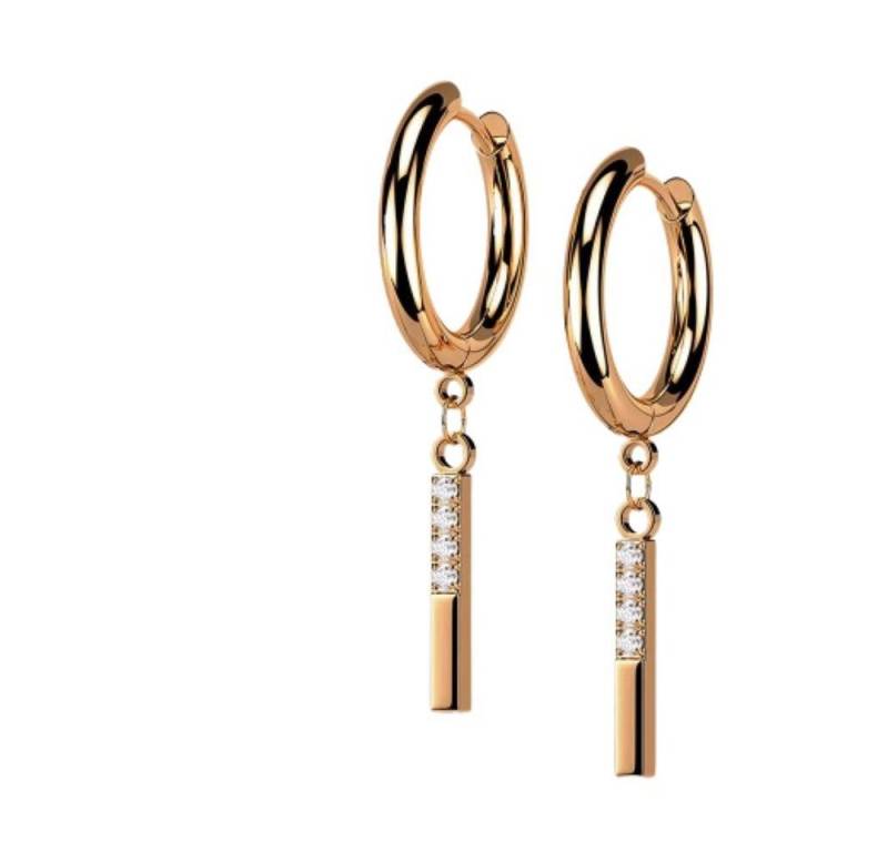 BUNGSA Creolen-Set Creolen mit rechteckigem Kristall-Anhänger aus Edelstahl Damen (1 Paar (2 Stück), 2-tlg), Ohrschmuck Ohrringe von BUNGSA