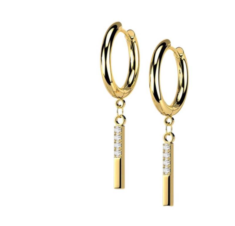 BUNGSA Creolen-Set Creolen mit rechteckigem Kristall-Anhänger Gold (1 Paar (2 Stück), 2-tlg), Ohrschmuck Ohrringe von BUNGSA