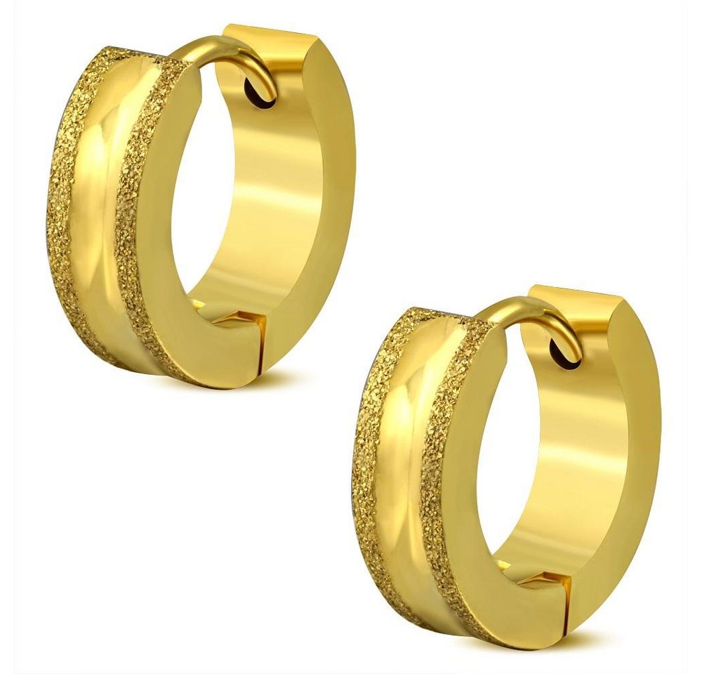 BUNGSA Creolen-Set Creolen mit sand-gestrahlten Kanten Gold aus Edelstahl Damen (1 Paar (2 Stück), 2-tlg), Ohrschmuck Ohrringe von BUNGSA