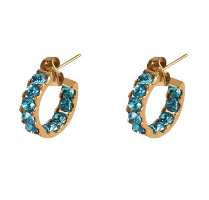 BUNGSA Creolen-Set Halbcreolen mit Kristallen gold Edelstahl Damen türkis (1 Paar (2 Stück), 2-tlg), Ohrschmuck Ohrringe von BUNGSA