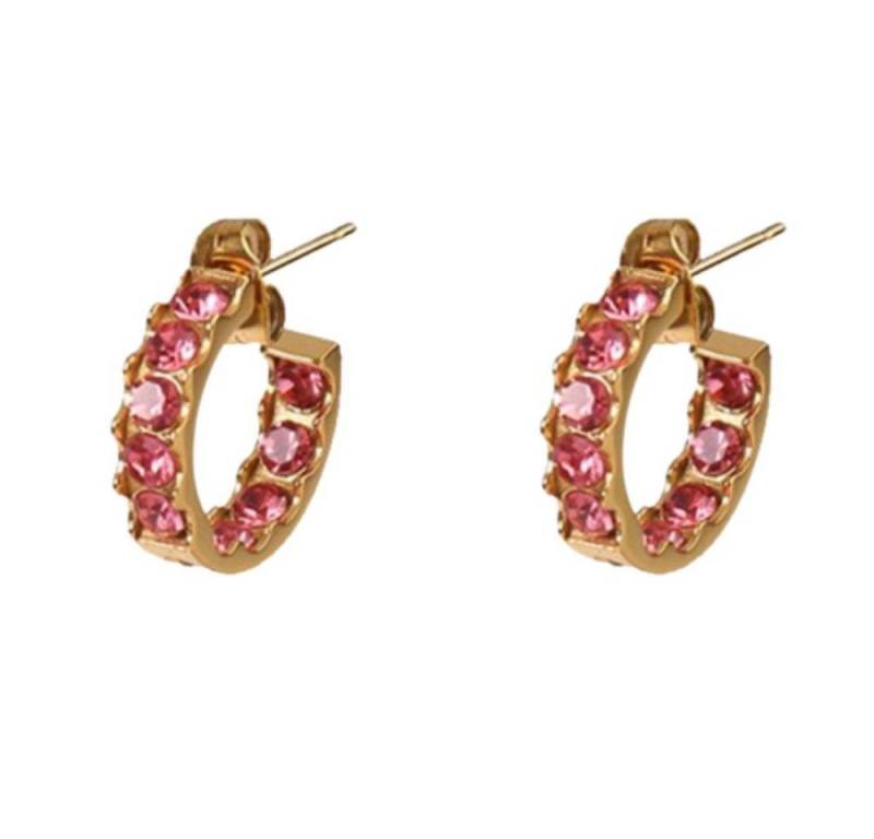 BUNGSA Creolen-Set Halbcreolen mit Kristallen verschiedene Farben gold aus Edelstahl (1 Paar (2 Stück), 2-tlg), Ohrschmuck Ohrringe von BUNGSA