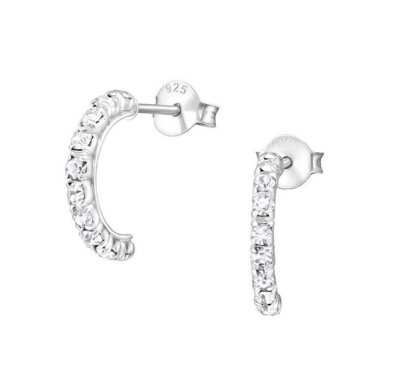 BUNGSA Creolen-Set Halbcreolen schmal mit Kristallen aus 925 Silber Damen (1 Paar (2 Stück), 2-tlg), Ohrschmuck Ohrringe von BUNGSA