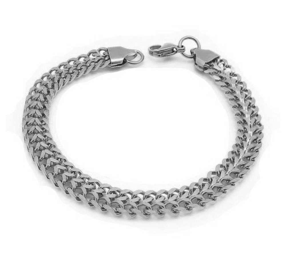 BUNGSA Edelstahlarmband Armband Panzerkette flach gewebt silber aus Edelstahl Unisex (1 Armband) von BUNGSA