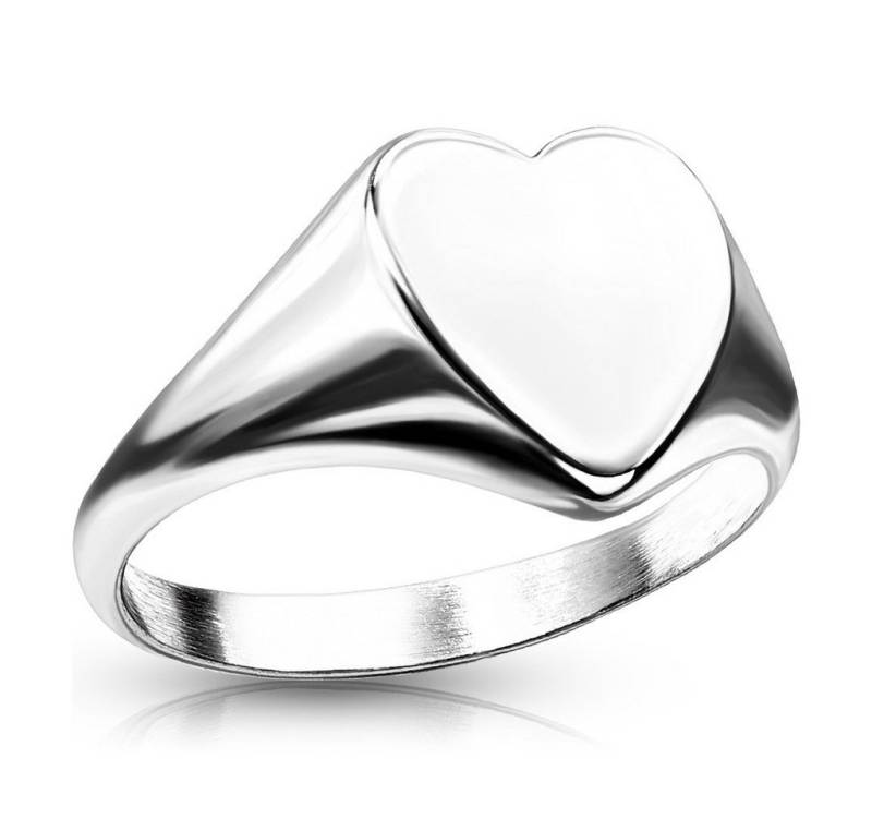 BUNGSA Fingerring 52 (16.6) Ring Siegelring flaches Herz Silber Edelstahl Damen (1 Ring, 1-tlg), Bracelet Armschmuck von BUNGSA