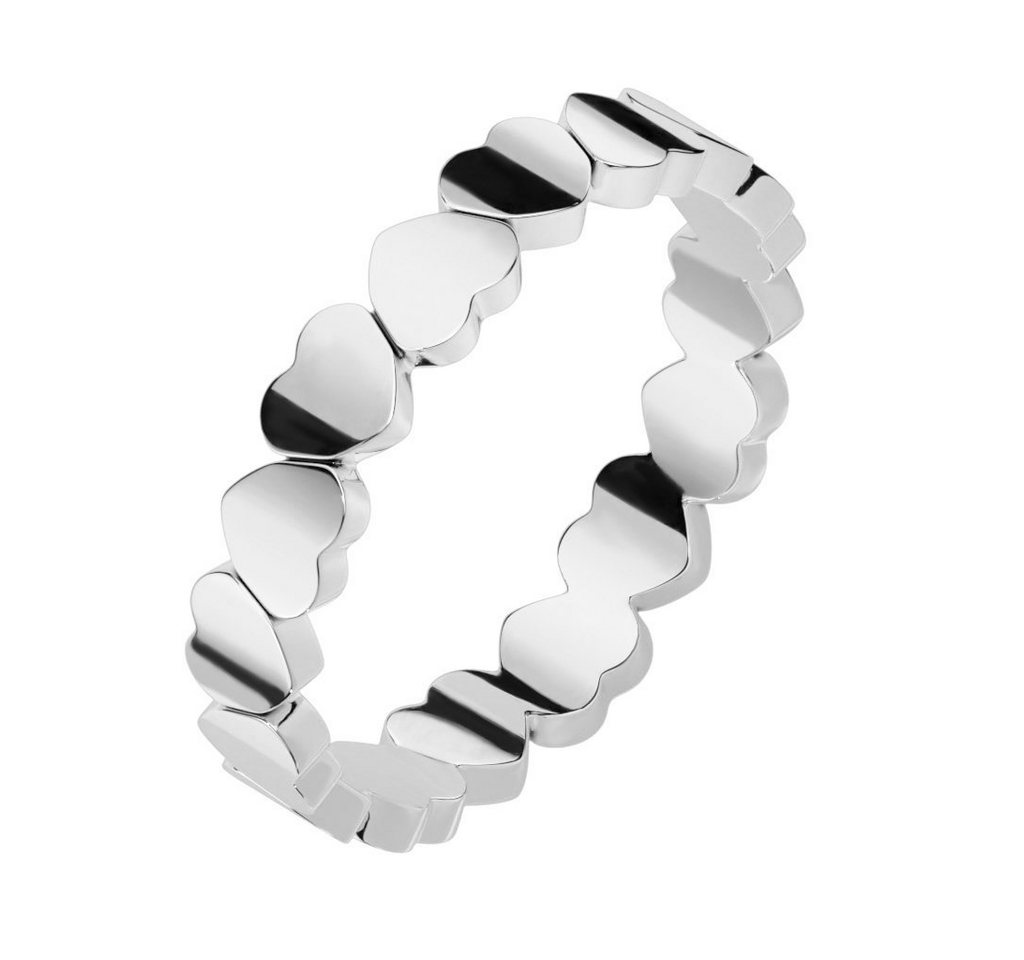 BUNGSA Fingerring 60 (19.1) Ring verbundene Herzen Silber aus Edelstahl Damen (1 Ring, 1-tlg), Frauen Mädchen von BUNGSA