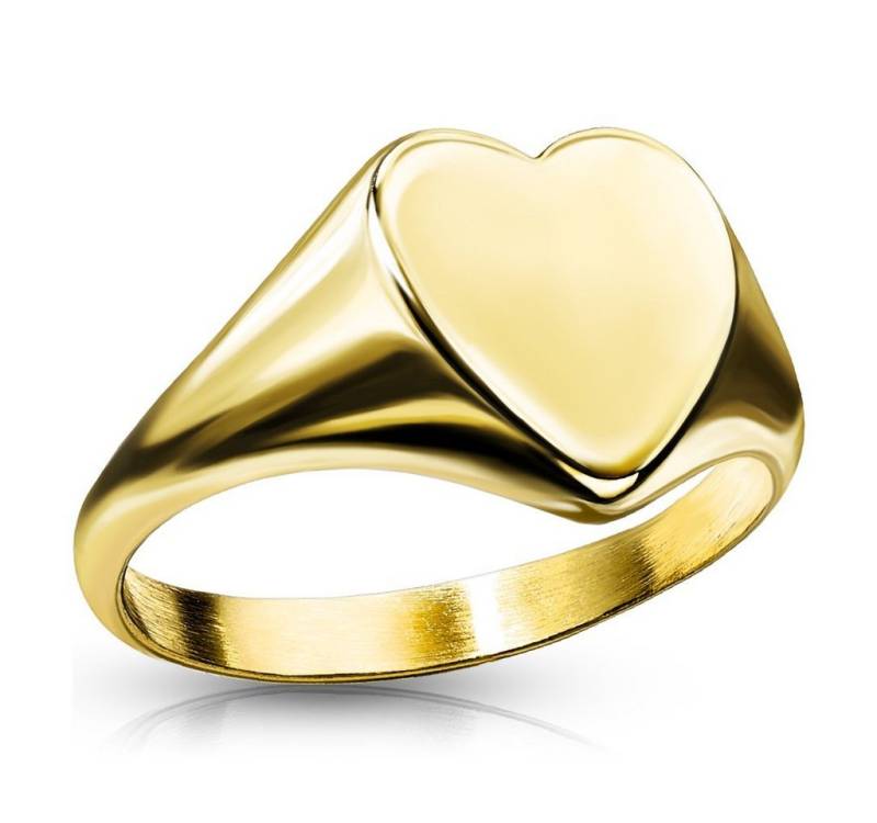 BUNGSA Fingerring 62 (19.7) Ring Siegelring flaches Herz Gold Edelstahl Damen (1 Ring, 1-tlg), Bracelet Armschmuck von BUNGSA