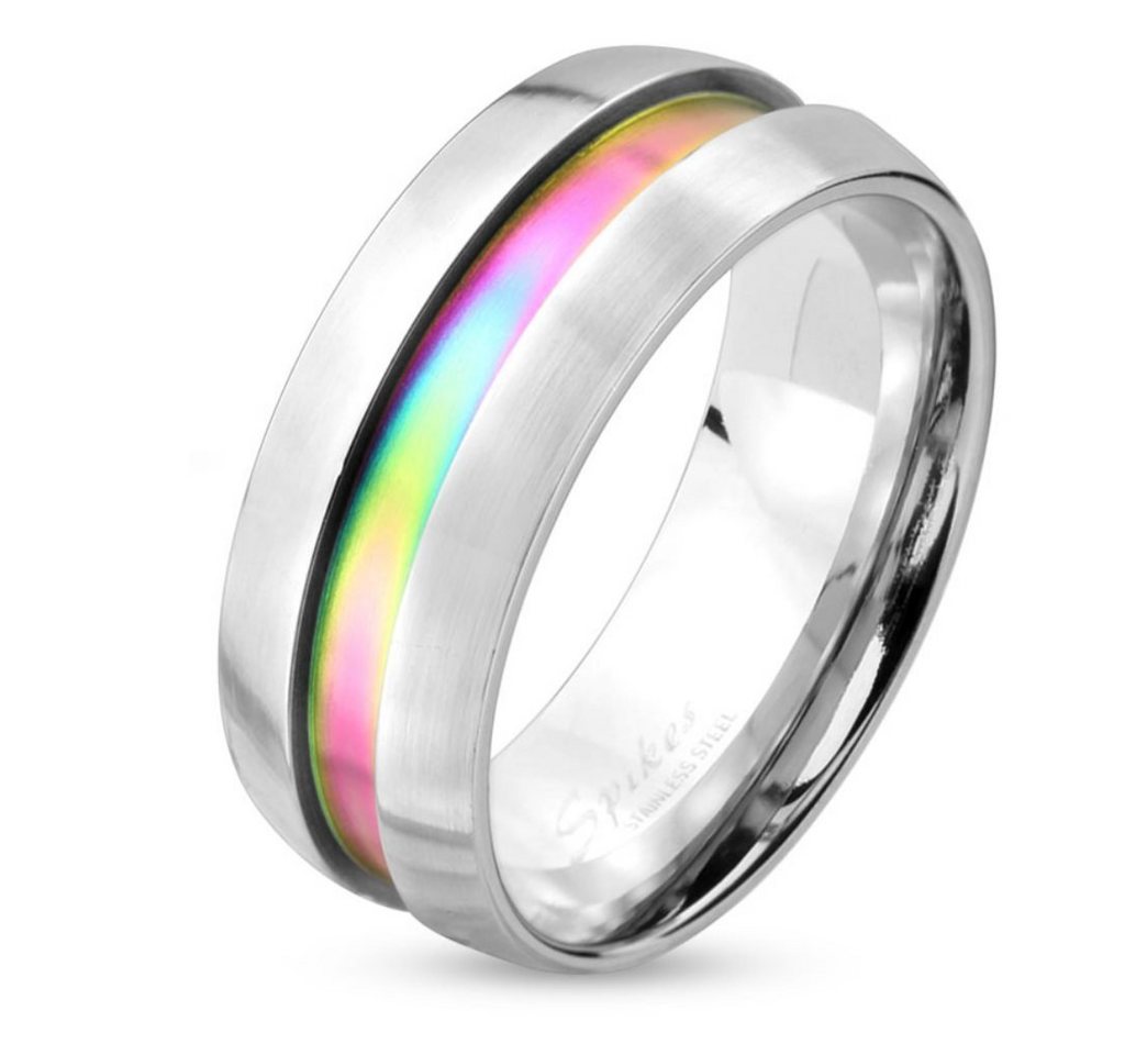 BUNGSA Fingerring 64 (20.4) Silberner Edelstahlring Regenbogen telring Damen & Herren von BUNGSA