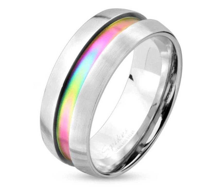 BUNGSA Fingerring 64 (20.4) Silberner Edelstahlring Regenbogen telring Damen & Herren von BUNGSA