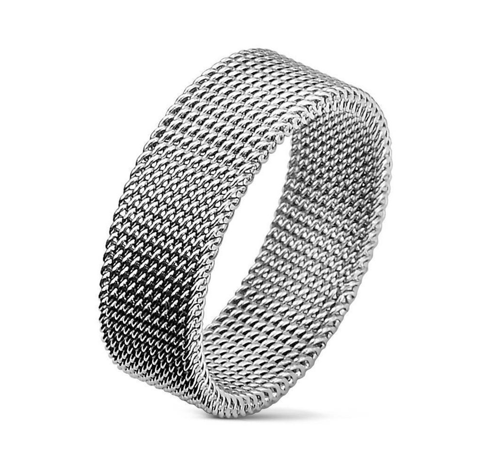 BUNGSA Fingerring 54 (17.2)Flexibler Ring Maschen Edelstahl silber für Damen & Herren (Ring, 1-tlg), Damen Herren von BUNGSA