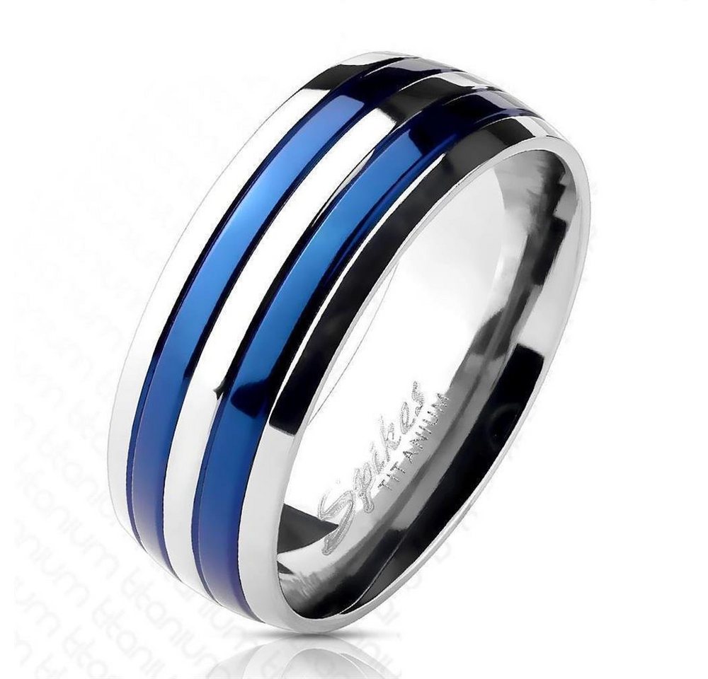 BUNGSA Fingerring Ring Blau gestreift aus Titan Unisex (Ring, 1-tlg), Damen Herren von BUNGSA