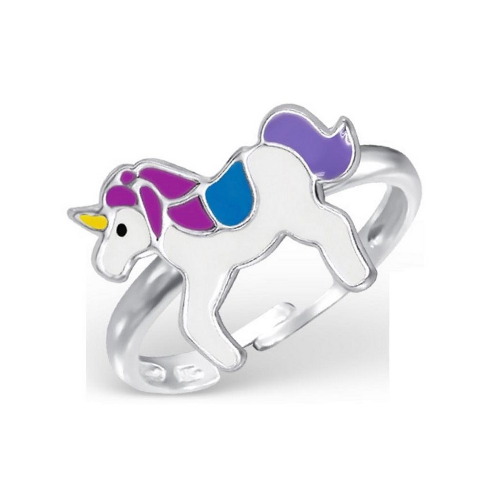 BUNGSA Fingerring Ring Einhorn Bunt aus 925 Silber Kinder (Ring, 1-tlg), Mädchen Jungen von BUNGSA