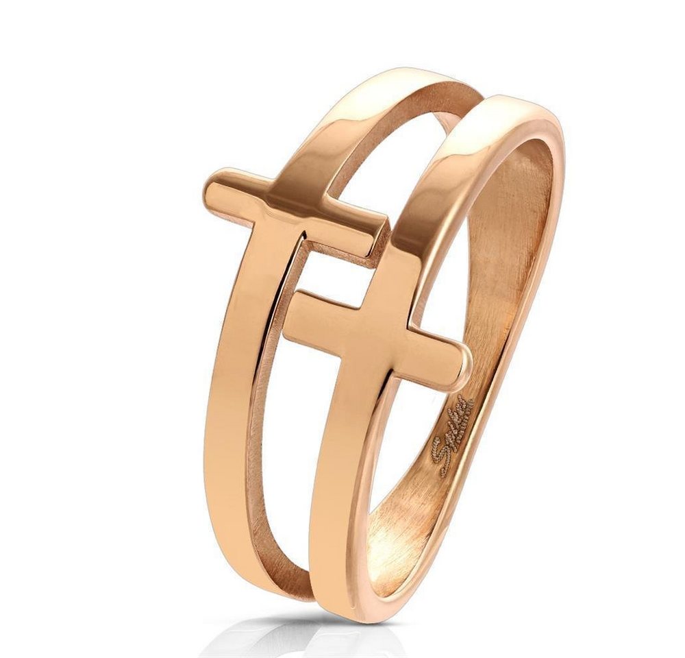 BUNGSA Fingerring Ring Kreuze Rosegold aus Edelstahl Damen (Ring, 1-tlg), Frauen Mädchen von BUNGSA