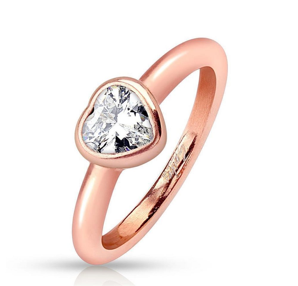 BUNGSA Fingerring Ring Kristall Rosegold aus Edelstahl Damen (Ring, 1-tlg), Damen Herren von BUNGSA