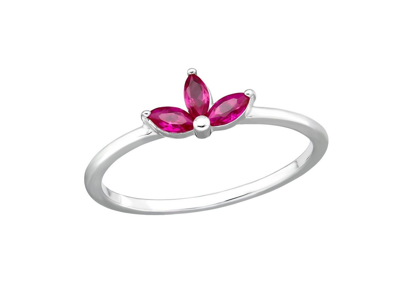 BUNGSA Fingerring Ring Kristallblüte pink aus 925 Silber Damen (Ring, 1-tlg), Frauen Mädchen von BUNGSA