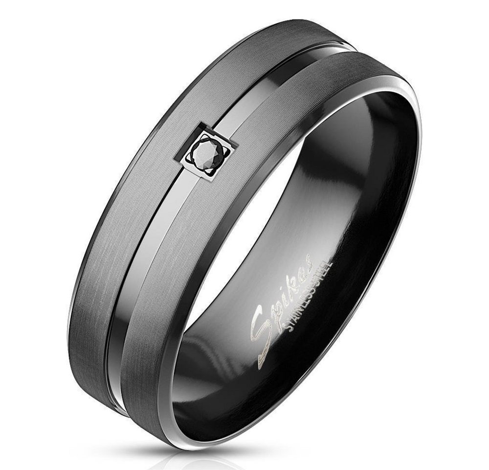 BUNGSA Fingerring Ring Mittelring Schwarz aus Edelstahl Herren (Ring, 1-tlg), Damen Herren von BUNGSA