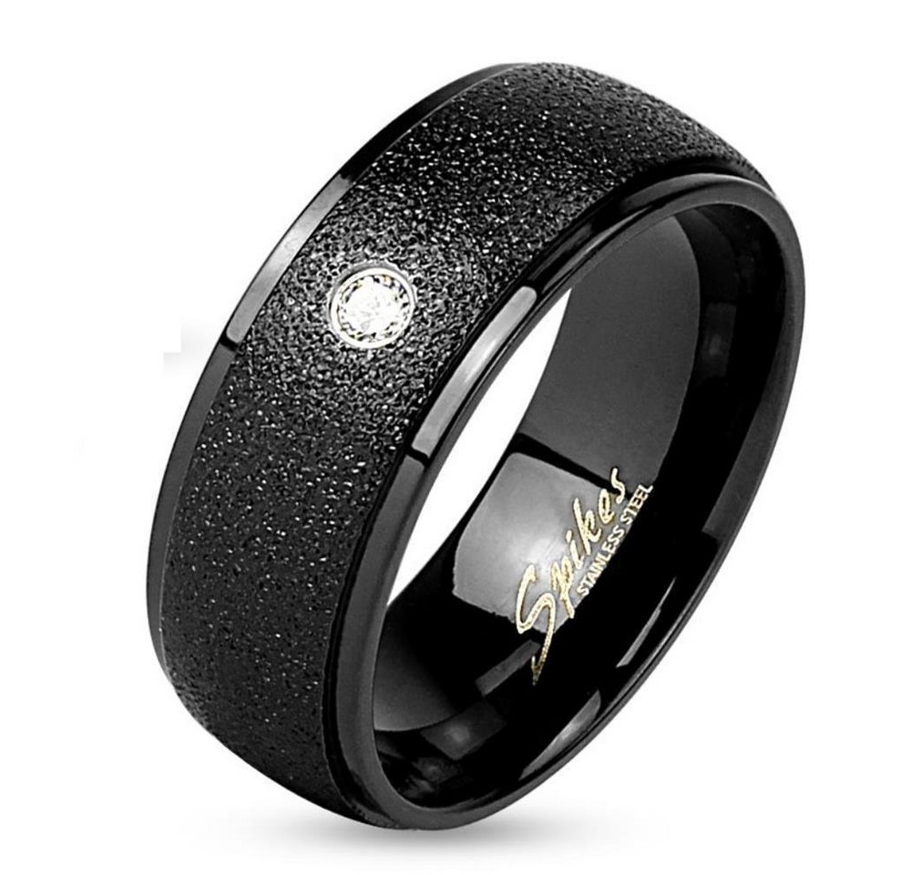 BUNGSA Fingerring Ring Mittelteil sand-gestrahlt Schwarz aus Edelstahl Unisex (Ring, 1-tlg), Damen Herren von BUNGSA